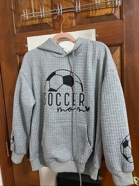 Soccer Mom Graphic Sweatshirt - Gray with Black Print